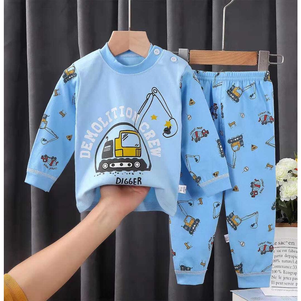 ( zwq ) PJG001-007 Setelan Anak 0-6 Tahun Setelan Bayi Piyama Baju Lengan Panjang + Celana Panjang, Baju Tidur Anak Setelan Piyama Bayi Set Lengan Panjang