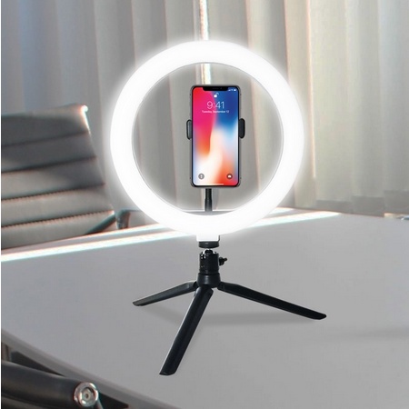 Ring Light Led 26cm + Tripod Selfie Make Up Live Vlog Lampu - Accplus