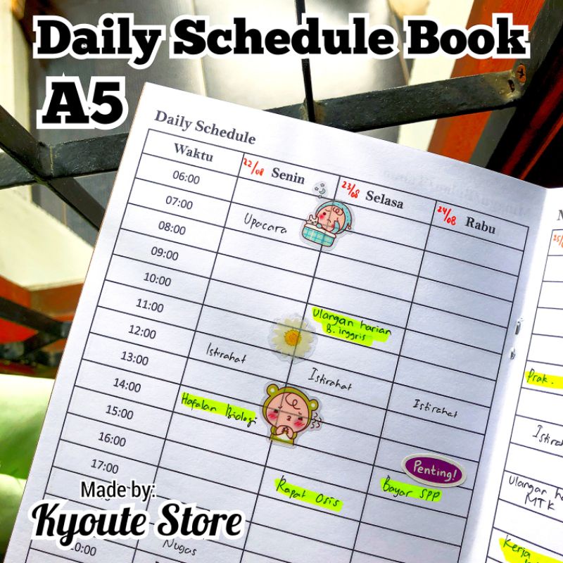 

Buku Daily Schedule Book A5 Kyoute Catatan Perencanaan Agenda Kegiatan Harian Waktu Timeless Planner