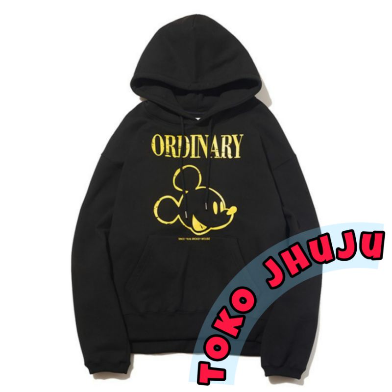 Hoodie jumper IKON bobby style mickey face sablon kuning