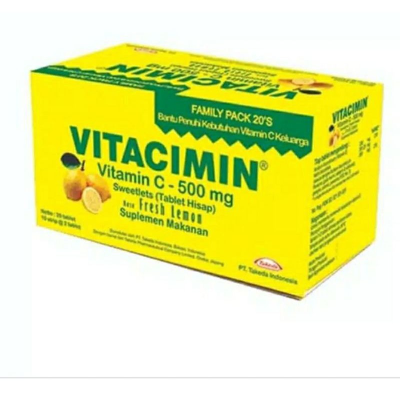 Vitacimin Family Pack (10 Strip) 20 Tablet Hisap Kunyah Vitamin C 500mg