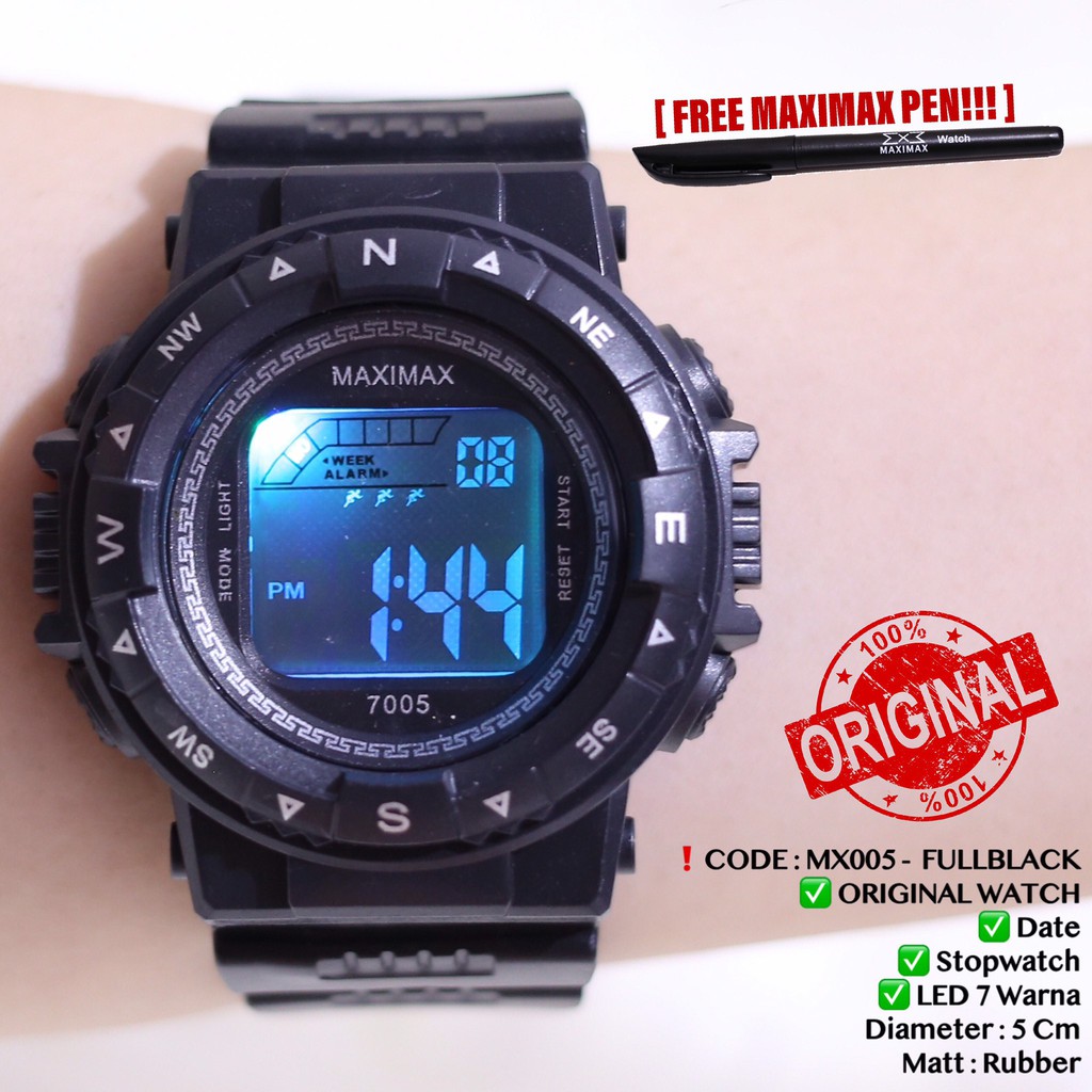 Jam tangan digital pria wanita FREE PUPLEN MAXIMAX model gshock LED watch MX7005