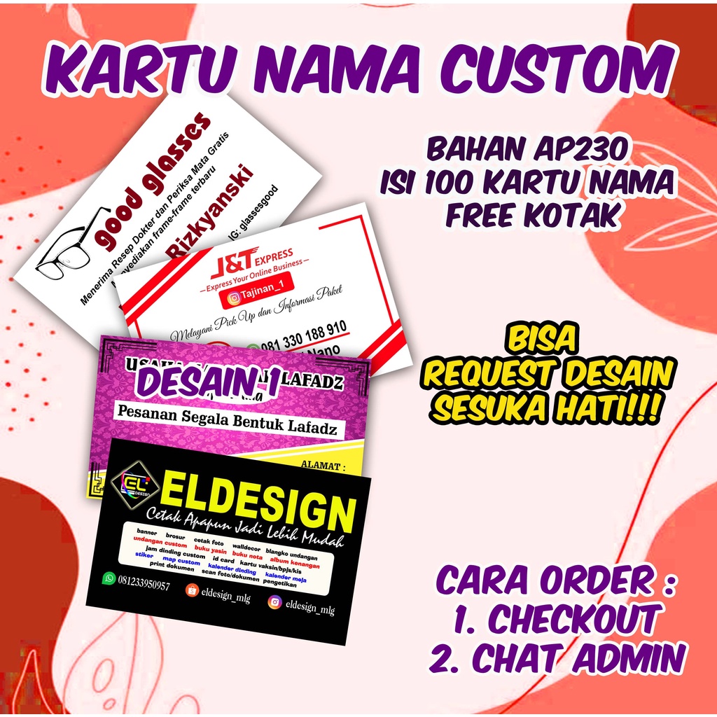 

ELDESIGN!! KARTU NAMA CUSTOM 100 PCS BISA REQUEST DESAIN SESUKA HATI