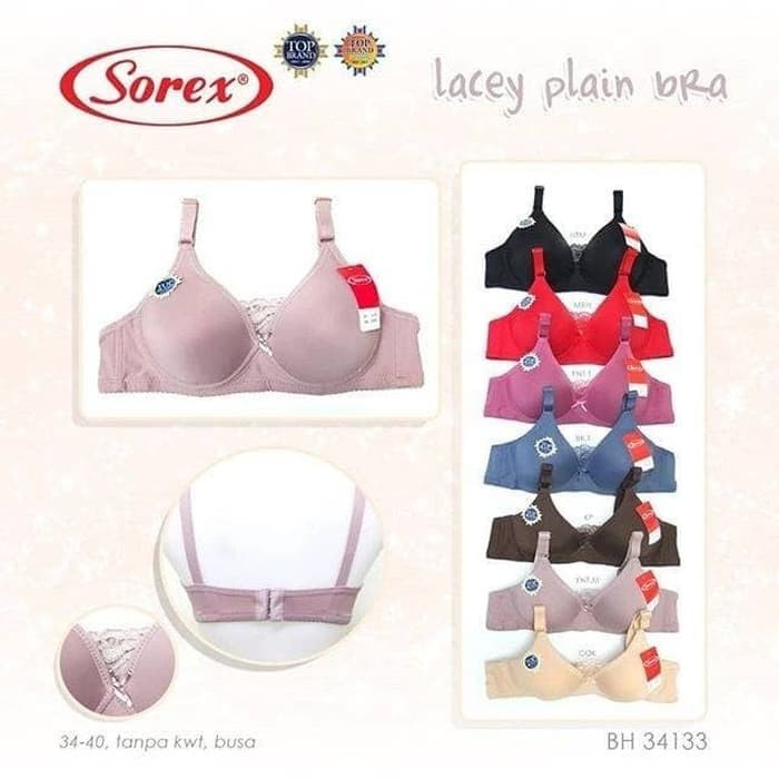 PROMO LACEY PLAIN BRA RENDA SOREX TANPA KAWAT 34-40 SOREX 34133 TERMURAH