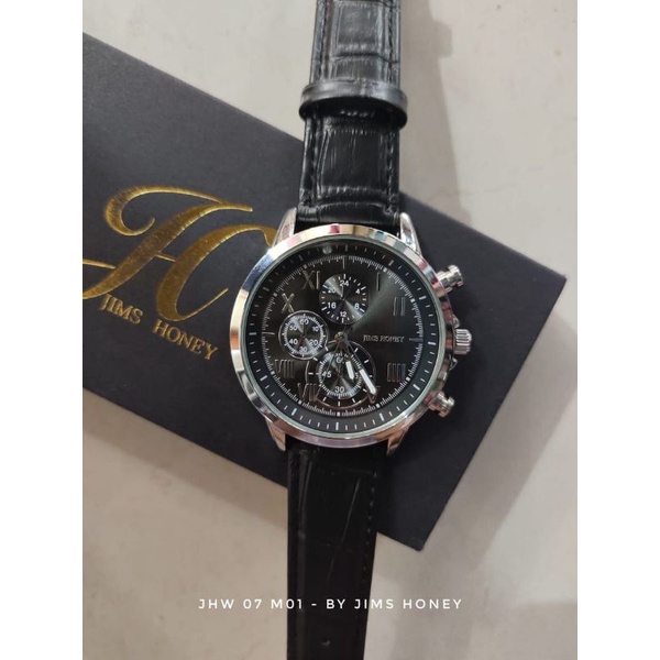 Jam tangan pria cowok jims honey timepiece kulit hitam