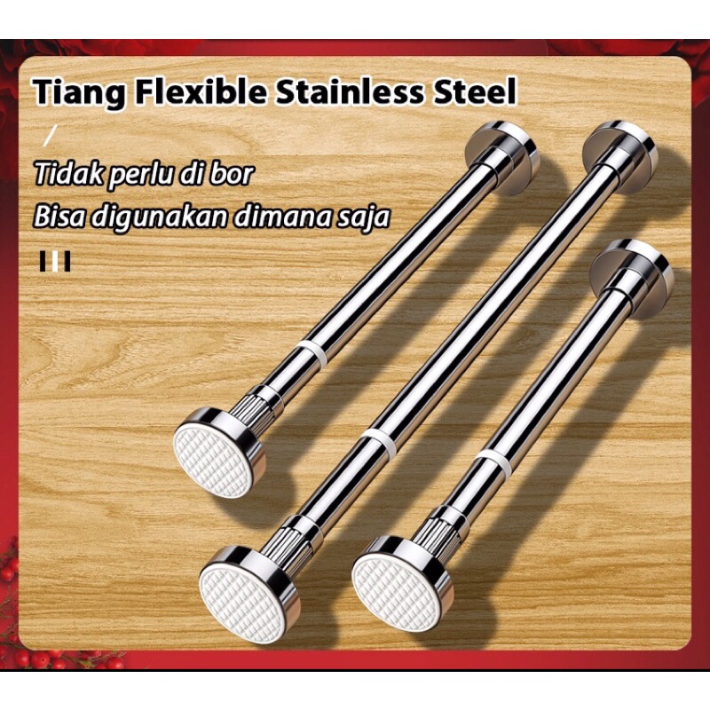 Tiang gantungan flexible tanpa paku/ tiang horden / tiang jemuran / tiang serbaguna kamar mandi toilet dapur jendela gordeng, (COD)Tiang Gorden Fleksibel Jemuran Baju Tiang Jemuran Portable Besi Gorden Rel Hordeng Gantungan Baju/ tiang fleksibel Stainles