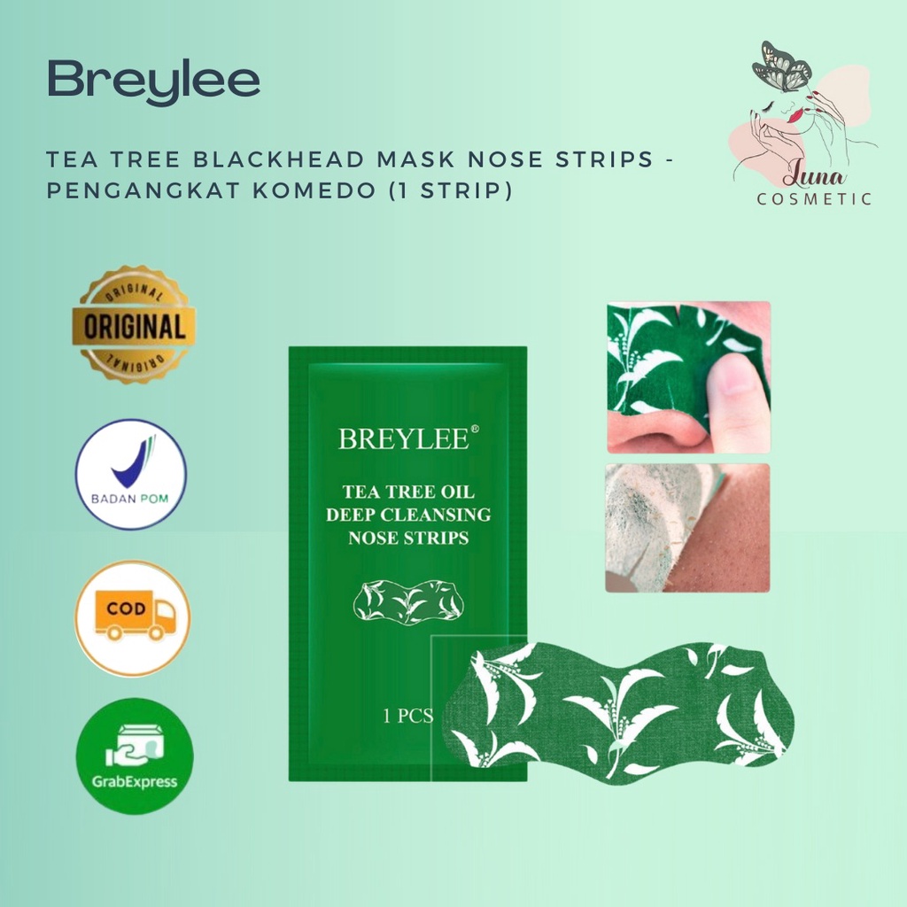 BREYLEE Tea Tree Blackhead Mask Nose Strips - Masker Hidung Pembersih/Pengangkat Komedo (1 Strip) BPOM