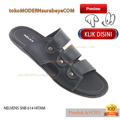 Sandal Pria Casual Slide NELVENS SHB 614 HITAM Sandal Flip Flop