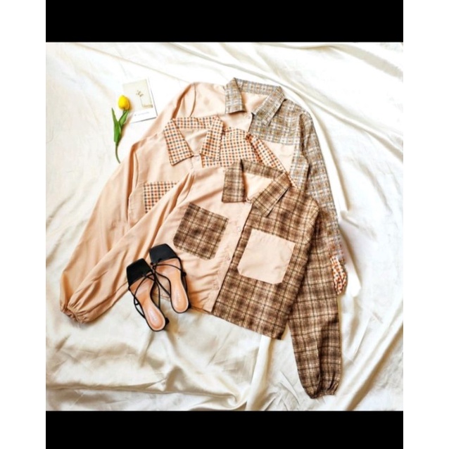 mika crop top blouse#kemejaterkini