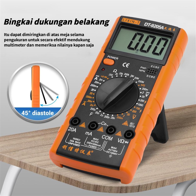 【 termasuk baterai】DT-9205A Avometer Multitester Alat Pengukur Multimeter Digital