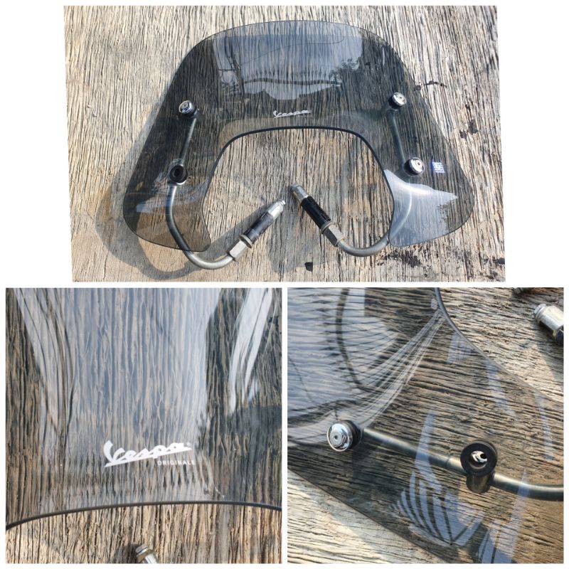 FLYSCREEN VESPA SPRINT SMOKE ORIGINAL USED. WINSHIELD BEKAS MOTOR NOTTE LIMITED EDITION RARE MULUS