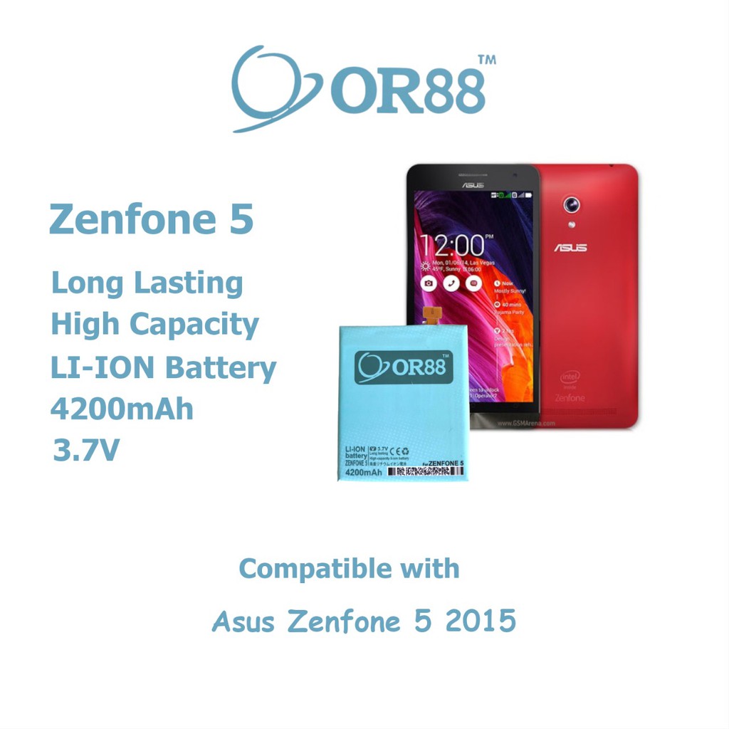 (P) Baterai batre battery Asus Zenfone 5 double power/IC OR 88