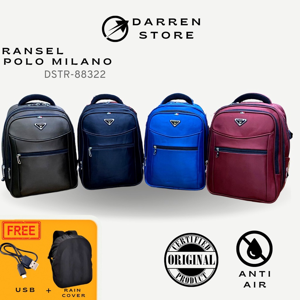 Tas RANSEL MURAH TERBARU POLO MILANO 88322 TAS SEKOLAH KERJA KIULIAH TAS ANTI AIR TERLARIS