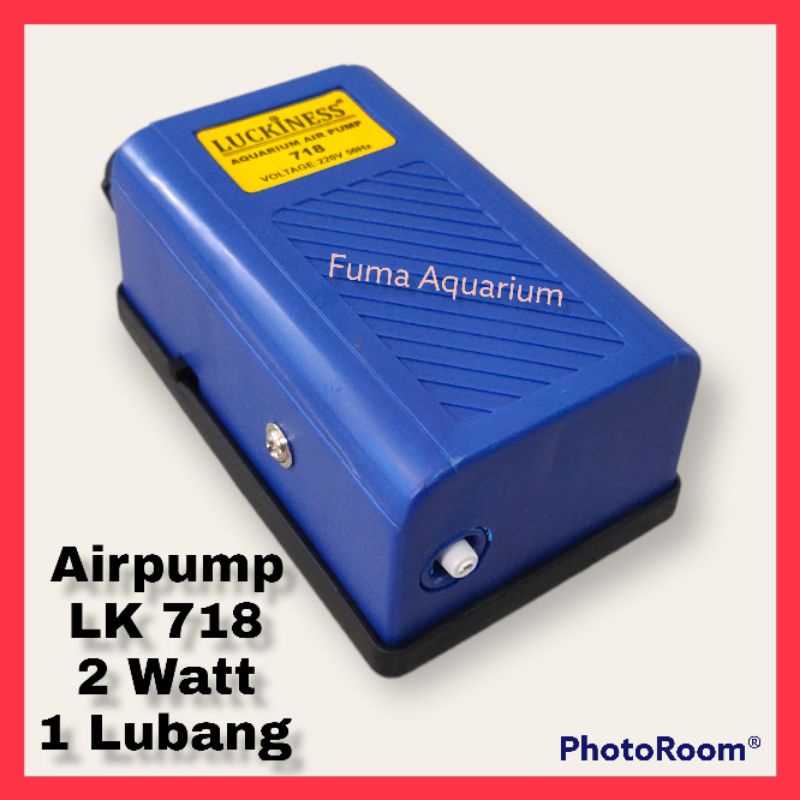 LUCKINESS 718 Pompa Aerator Airpump 1 Lubang Gelembung Udara Akuarium Aquascape