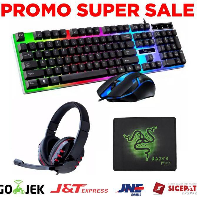 PAKET KEYBORD GAMING + MOUSE GAMING USB MIXIE + HEADSET WEILISHI W-160 - Putih