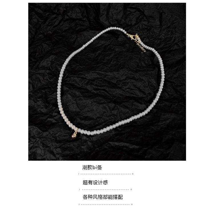 Korea ins gaya rantai tren kalung mutiara untuk wanita anggun online influencer pendek kalung bulat