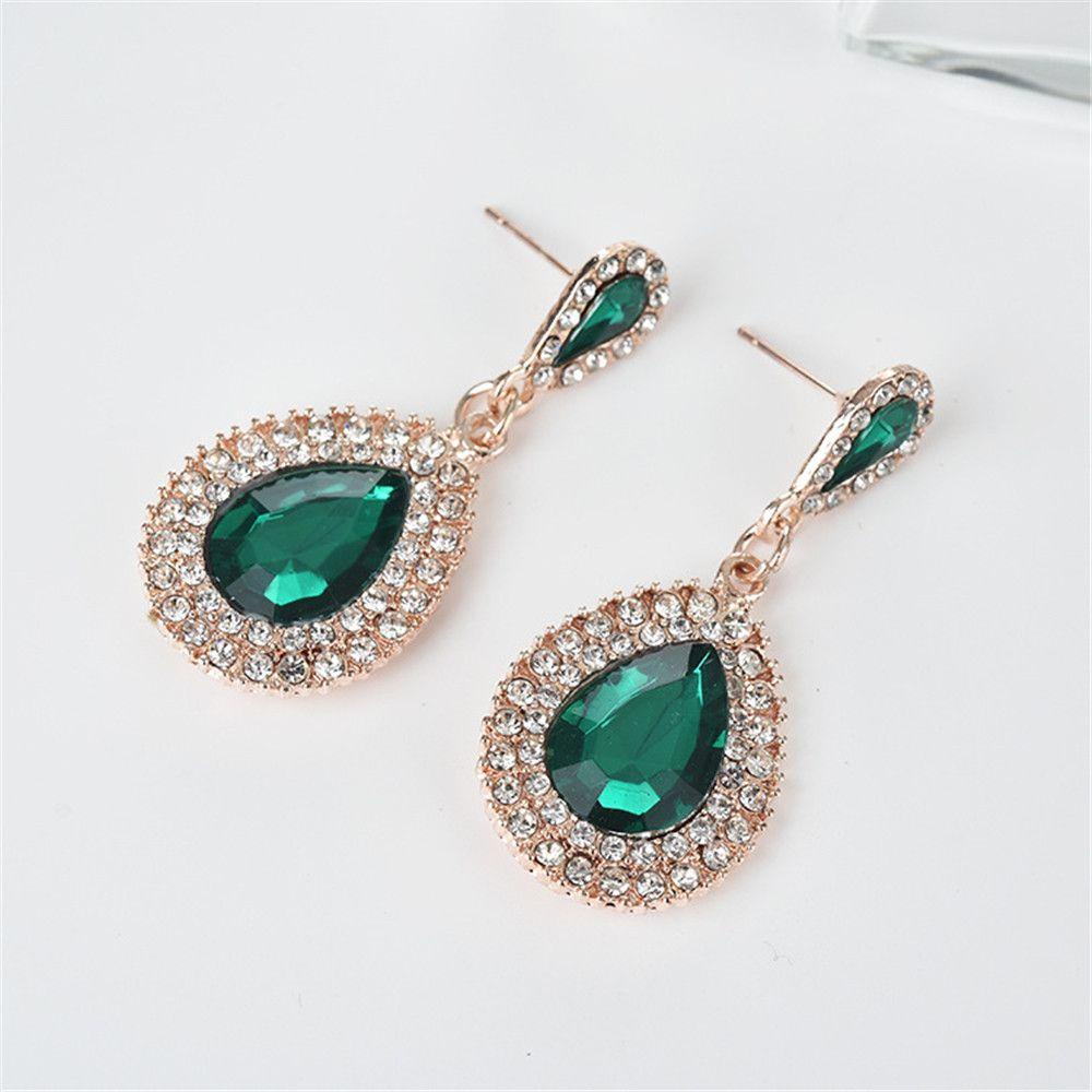 PREVA Water Drop Rhinestones Earrings Multicolor Female Palace Retro Crystal Earrings