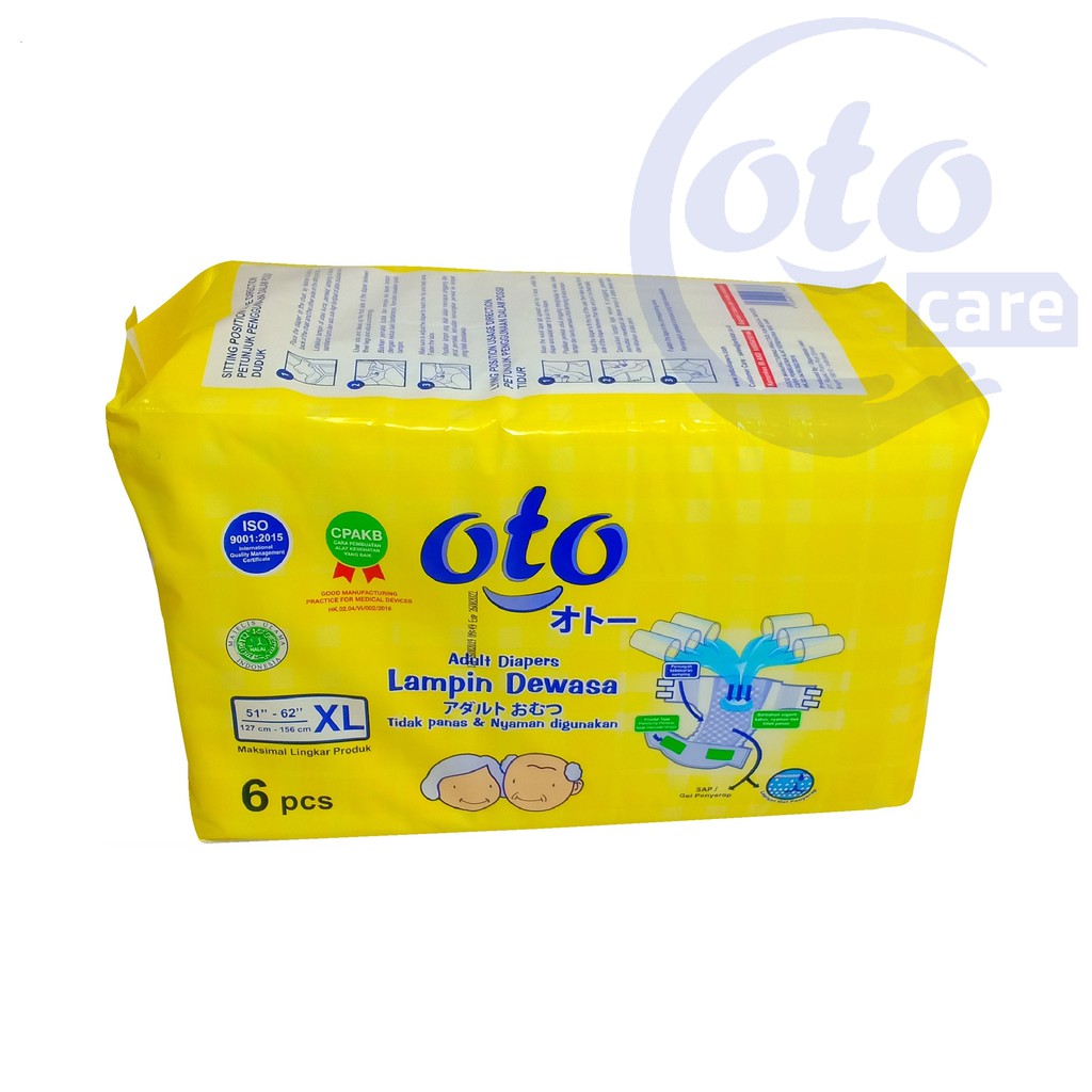 OTO Popok Dewasa model Lem Perekat Adult Diapers size XL isi 6 pcs