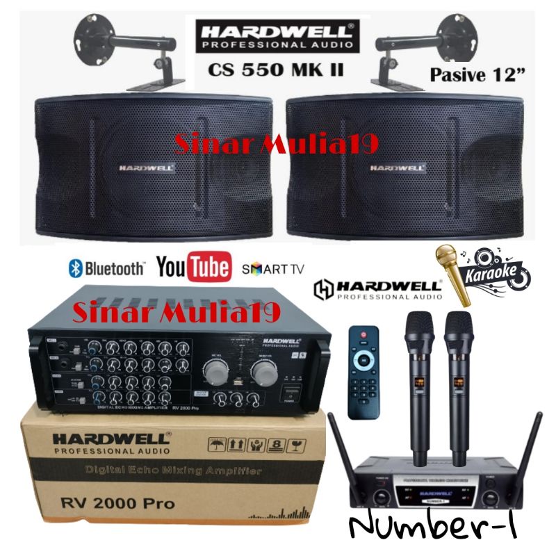 Paket Spesial Sound System Karaoke Amplifier Hardwell RV 2000 PRO Speaker 12 inch Hardwell CS 550 MK