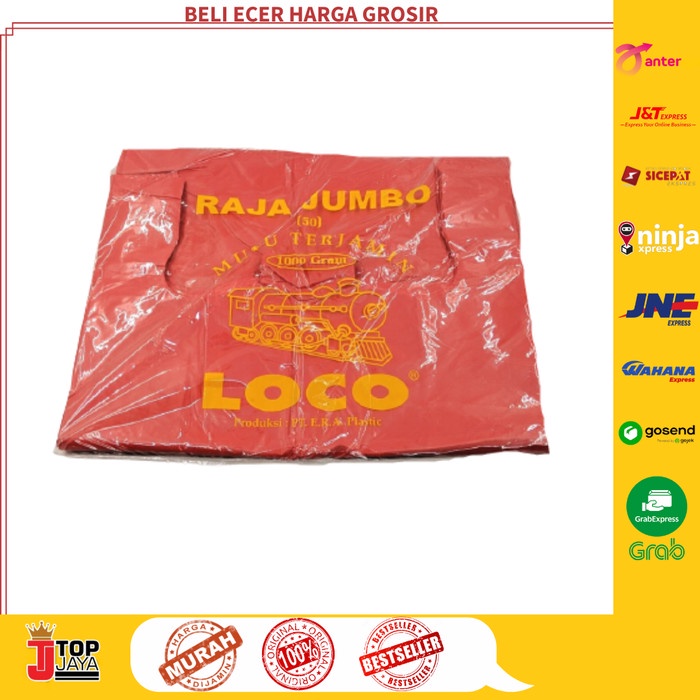 

MURAH Kantong Plastik Kresek Loco HD Tebal Merah 1000 gr ukuran 50 (Jumbo)