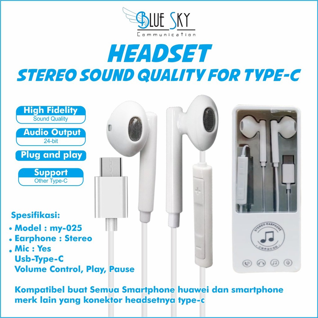 HEADSET EARPHONE STEREO TYPE-C MY-025