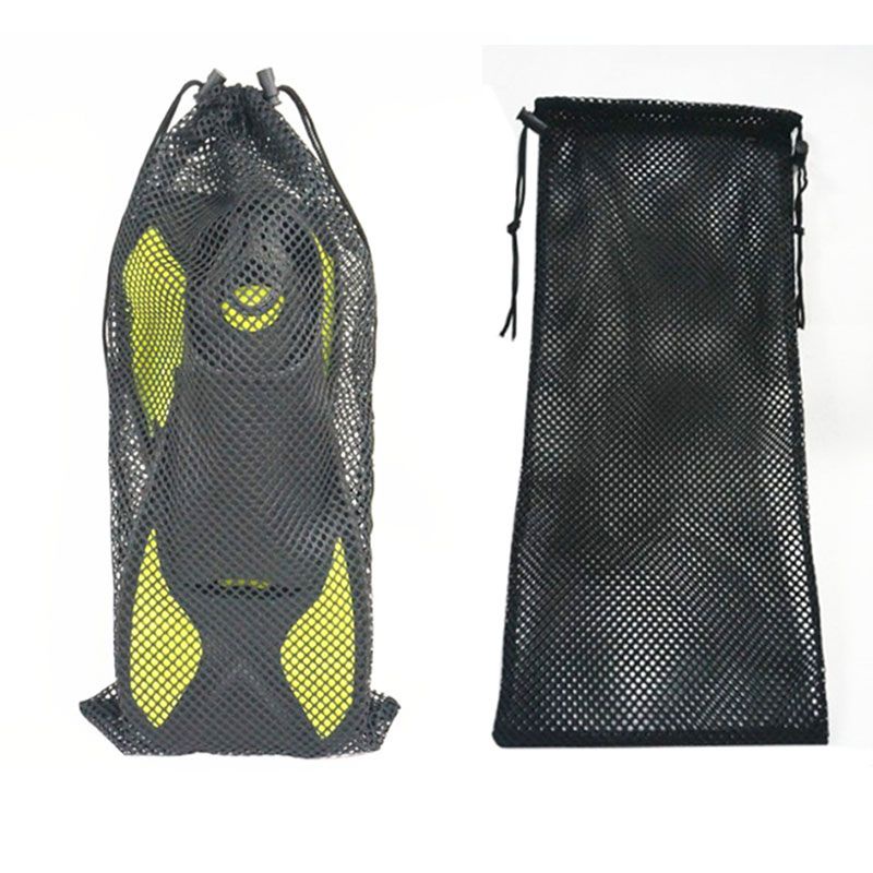 ❁☼❖Mesh Kantong Serut Tas Nilon Bernapas Penyimpanan Karung Luar Ruangan Menyelam Snorkeling Sirip A
