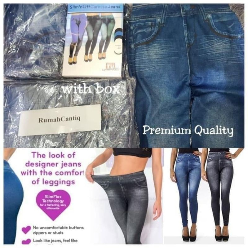 SLIM N FIT CARESSE JEANS SKINNY SEAMLESS BURN FAT - LEGGING JEANS PELANGSING ORIGINAL WITH BOX