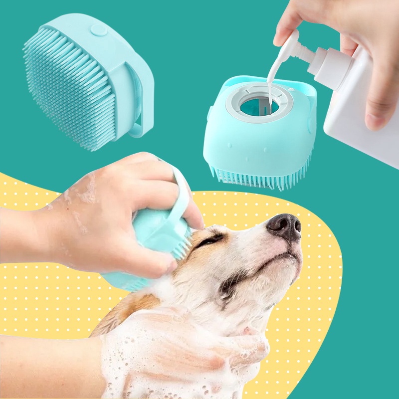 Pet’ oPedia Anjing Peliharaan Kucing Sampo Pijat Dispenser Shower Grooming Membersihkan Sisir Mandi Sikat Bulu