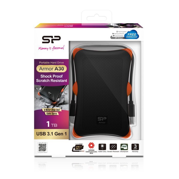 Silicon Power HDD Armor A30 Harddisk Eksternal 1TB - Shockproof