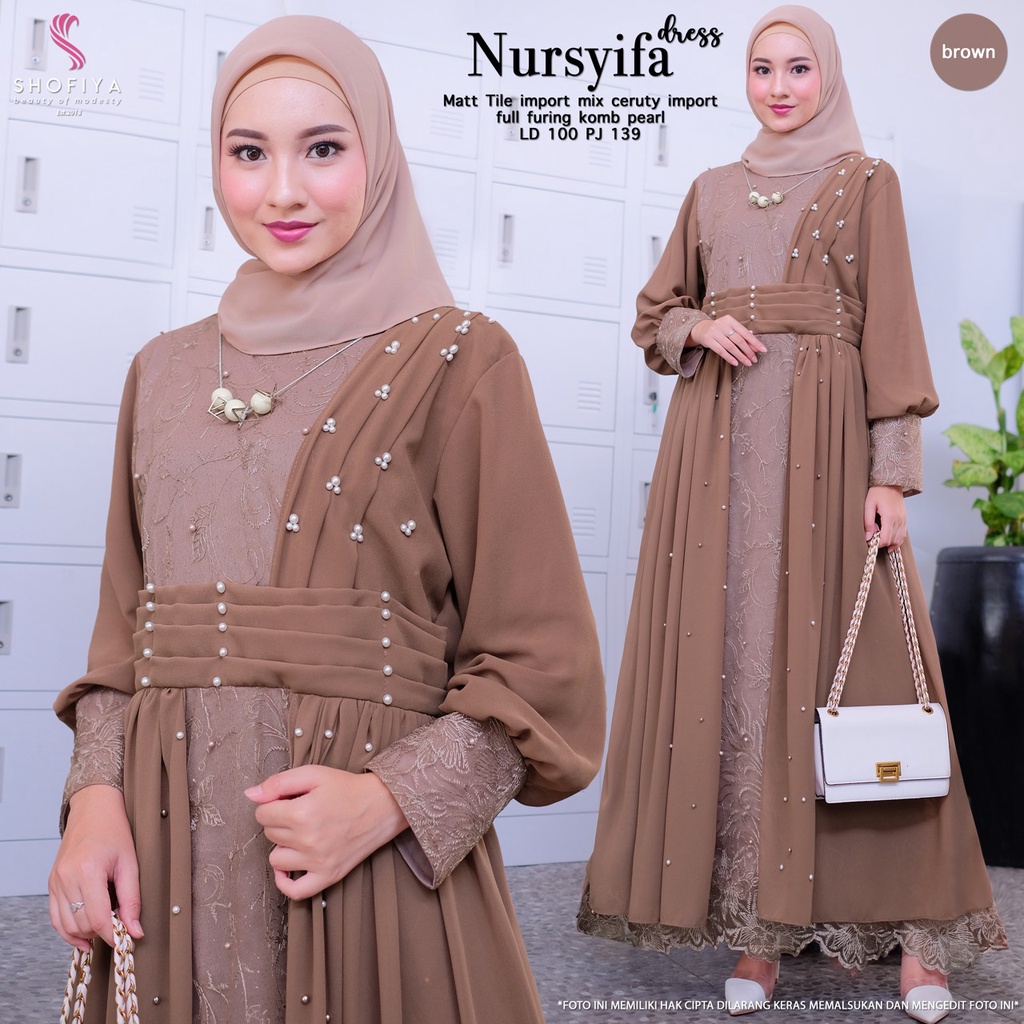 Nursyifa Dress Maxy By Shofiya Dress Muslim Wanita LD 100