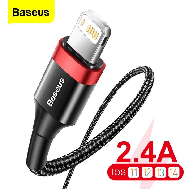 BASEUS Kabel Charger iPhone Velcro Cable For Lightning 2.4A Panjang 1M Fast Charge Original