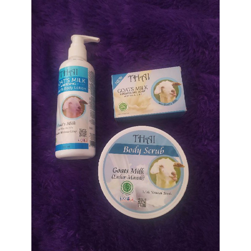 PAKET HEMAT SABUN + BODY SCRUB + BODY LOTION THAI GOAT MILK