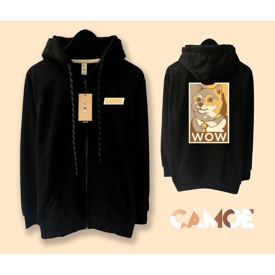 Jaket Hoodie Zipper Premium CAMOE Doge Wow