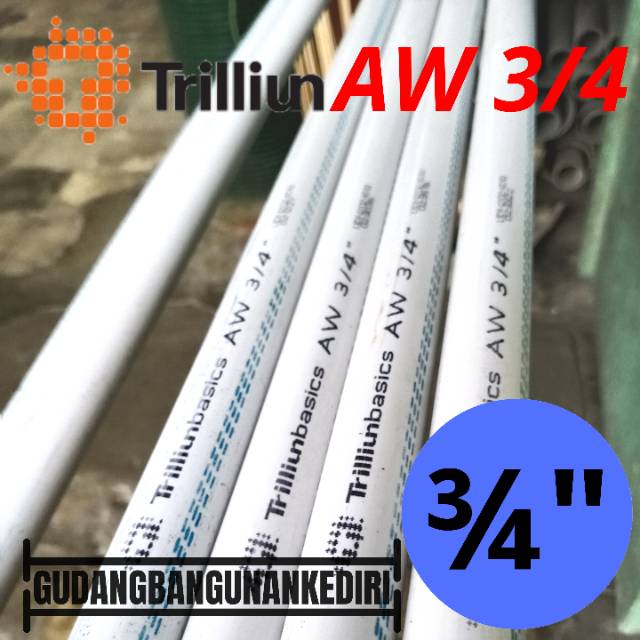 Pipa PVC AW 3/4&quot; TRILLIUN | Pipa AW 3/4&quot; PUTIH TRILLIUN per 1 meter (100cm)