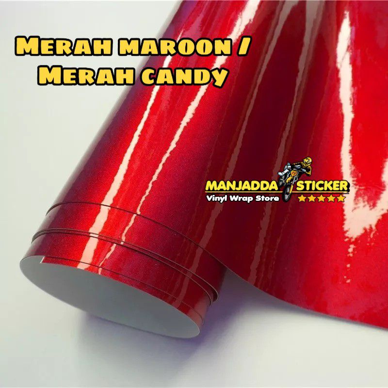 Stiker Skotlet Motor Merah Maroon / Merah Candy 45cm X 5meter