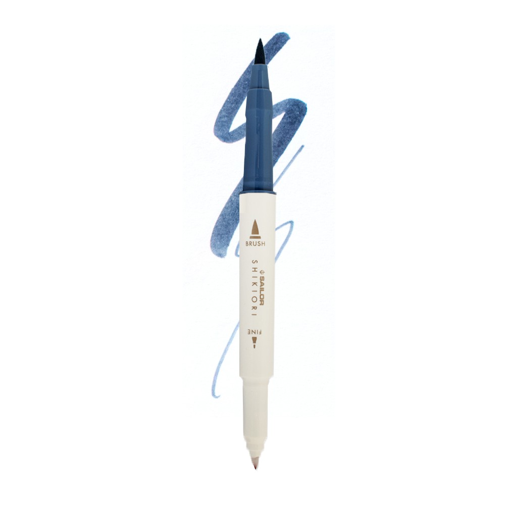 

Spidol Marker Kuas Drawing Aqua Brush Dual Pen Night Blue (Shimoyo)