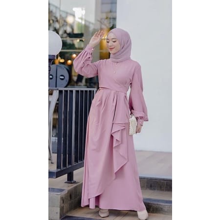 INAH DRESS BRUKAT TILE/DRESS GAMIS BRUKAT PREMIUM LADY PESTA/GAMIS BRUKAT/GAUN PESTA/LONG DRESS/GAMI