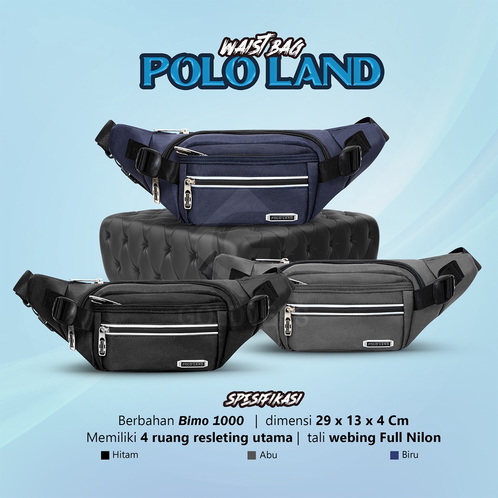 Tas Selempang Pria Slingbag Waistbag Cowok Slempang Pria Antiair POLO LAND - Distributor