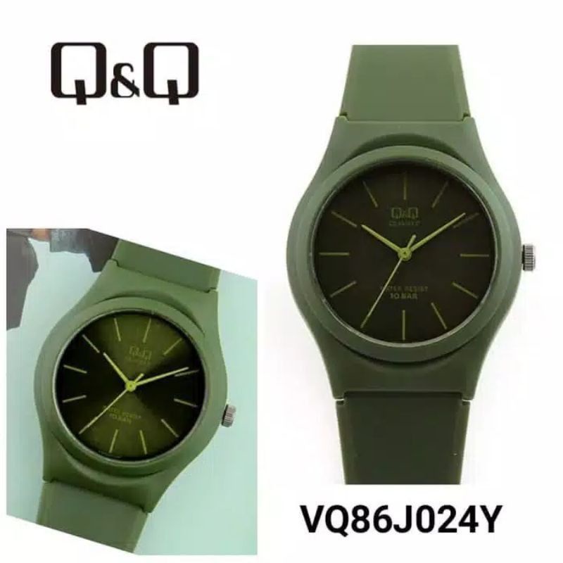 Q&amp;Q Jam Tangan Wanita Analog Karet Rubber - VQ86 VQ86J Tahan Air 10 BAR