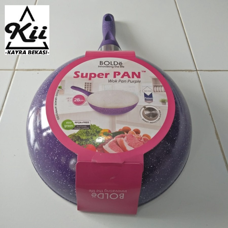 BOLDe Super Pan Purple 28cm - Wok Pan Purple 28cm - Wajan Penggorengan