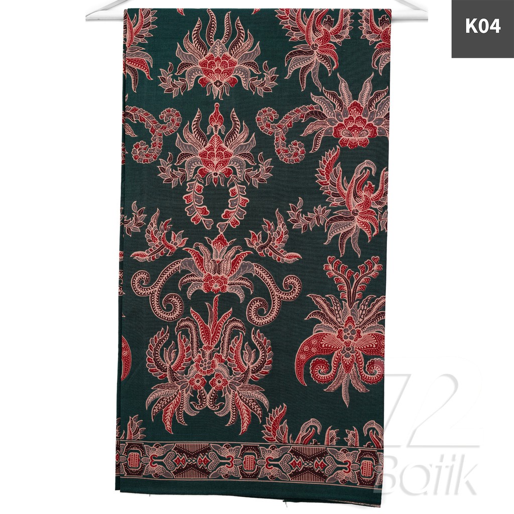 KAIN BATIK PREMIUM Bahan Katun Motif Kembang Puspo Warna Biru Merah Hitam 729717 CAP 72 - Jarik Jarit Samping Kebat Panjang Batik Katun Modern Premium Bahan Seragam Batik Pernikahan Kantor Keluarga Murah Kamen Jadi Batik Bali Lembaran