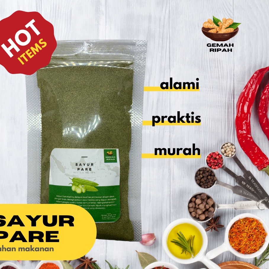 

BUAH PARE PARIA BUBUK ASLI OBAT HERBAL JAMU BUMBU DAPUR MASAK ALAMI REMPAH JSR BUBUK