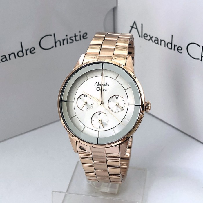 Jam tangan wanita Alexandre Christie AC 2714 AC2714 rosegold silver Original
