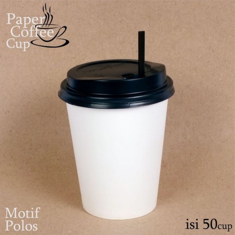 

Paper Cup Coffee 1 Set [Paper Cup + Tutup + Sedotan]