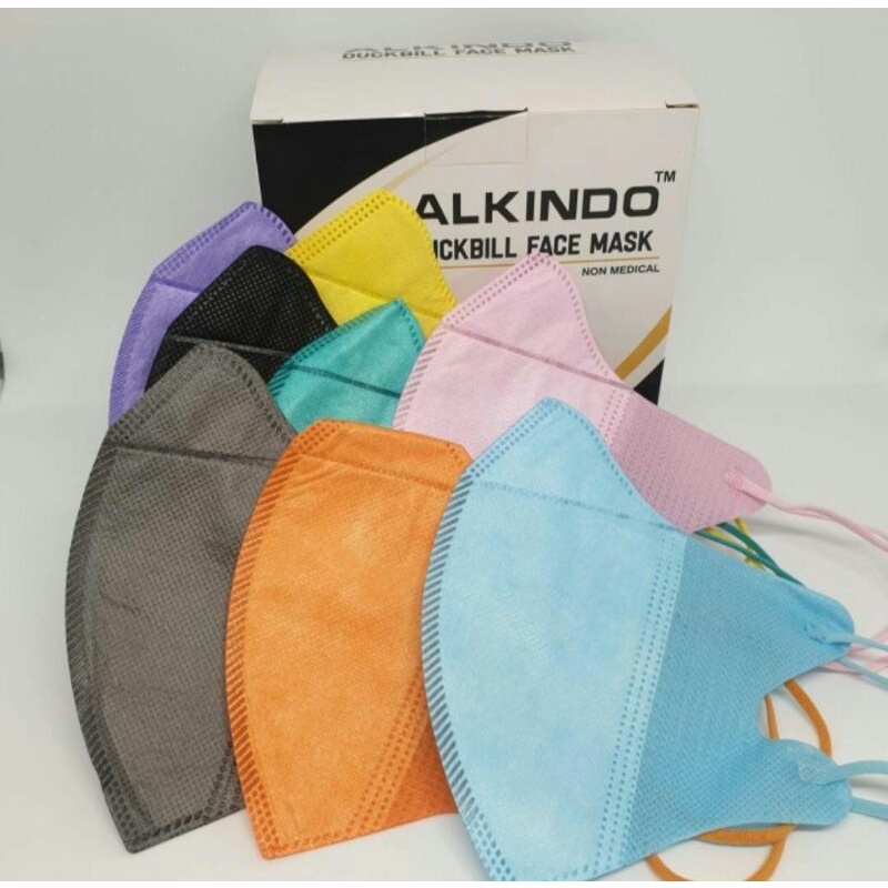 MASKER Duckbill ALKINDO 3ply GARIS WARNA WARNI / MIRIP SENSI 1 Box Isi 50pcs