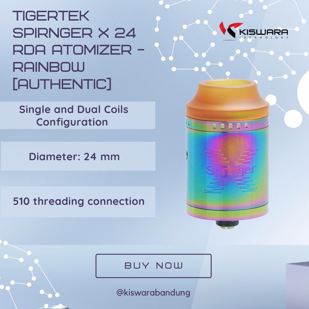 Tigertek Spirnger X 24 RDA Atomizer - RAINBOW [Authentic] KiswaraBandung