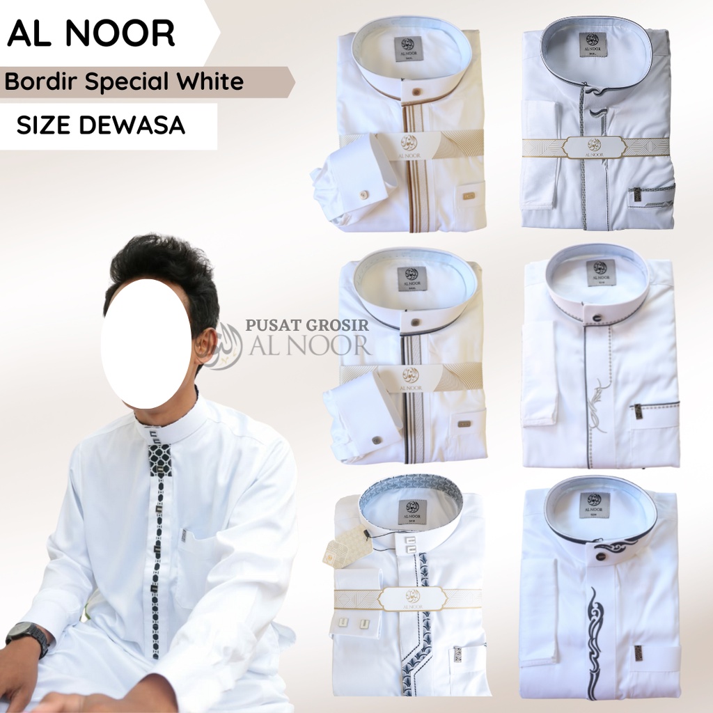 Jual Jubah Saudi Gamis Pria Al Noor Putih Polos Manset Non Manset Dewasa Pusat Grosir Al