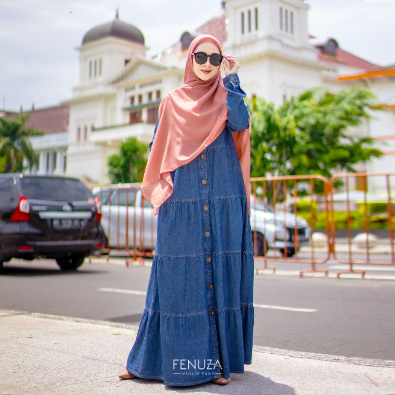 GAMIS DRESS VELOVE DENIM FENUZA size M|GAMIS DRESS DENIM |velovedress fenuza|veloveFenuzamuslimwear