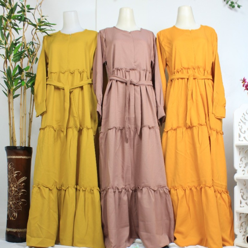 Dress itycrepe SABRINA BABYDOLL itycrepe canda polos tangan rempel muslim fashion muslimah syar'i