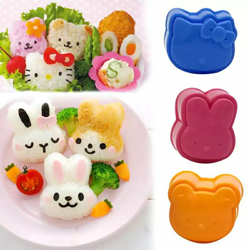 Cetakan Nasi Bento 3in1 Rice Mold  Bento Dekorasi Bekal Anak Tools Karakter Hello kitty Sushi Cetaka